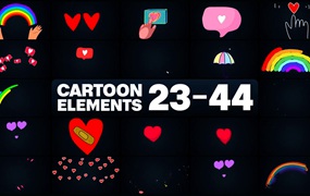 达芬奇模板 Cartoon Elements 爱心/彩虹?卡通动画元素彩色叠加层