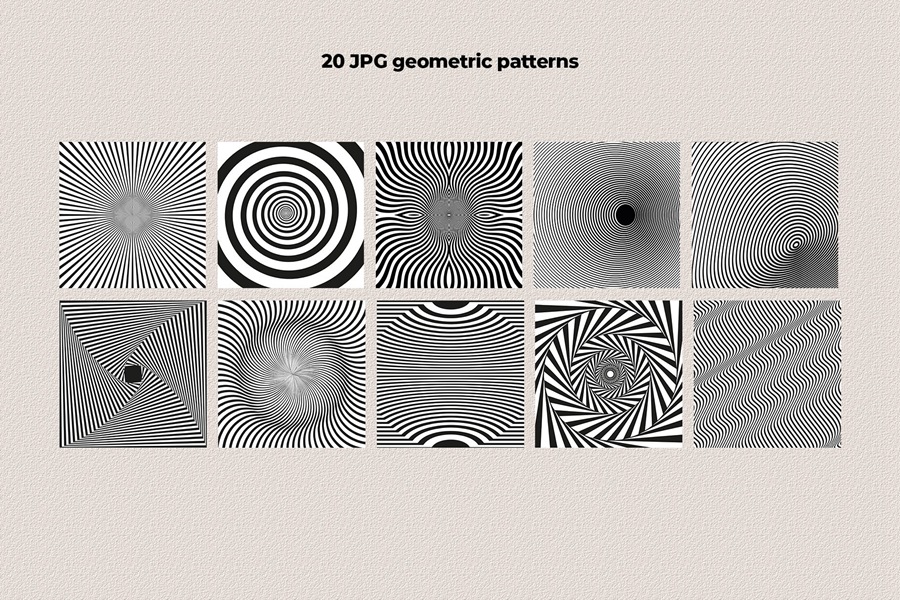 Trippy Waves Patterns 50种怀旧复古迷幻波浪波纹形状 拼贴艺术、海报、包装设计图案 JPG PNG AI , 第20张