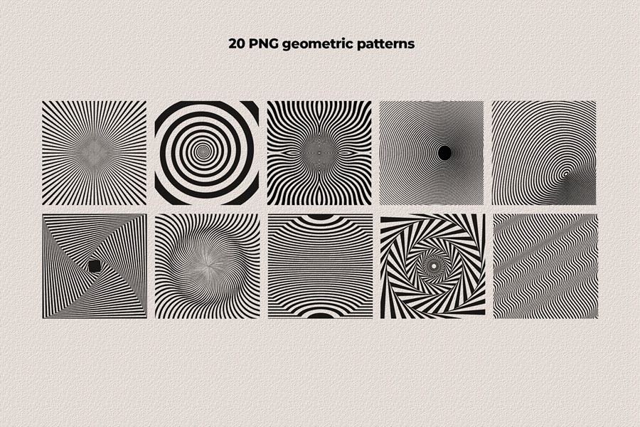 Trippy Waves Patterns 50种怀旧复古迷幻波浪波纹形状 拼贴艺术、海报、包装设计图案 JPG PNG AI , 第22张