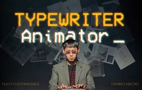 达芬奇 Davinci Resolve 复古打字机文本动画 RGB发光效果 + 打字机音效 VHS Typewriter Text Animator