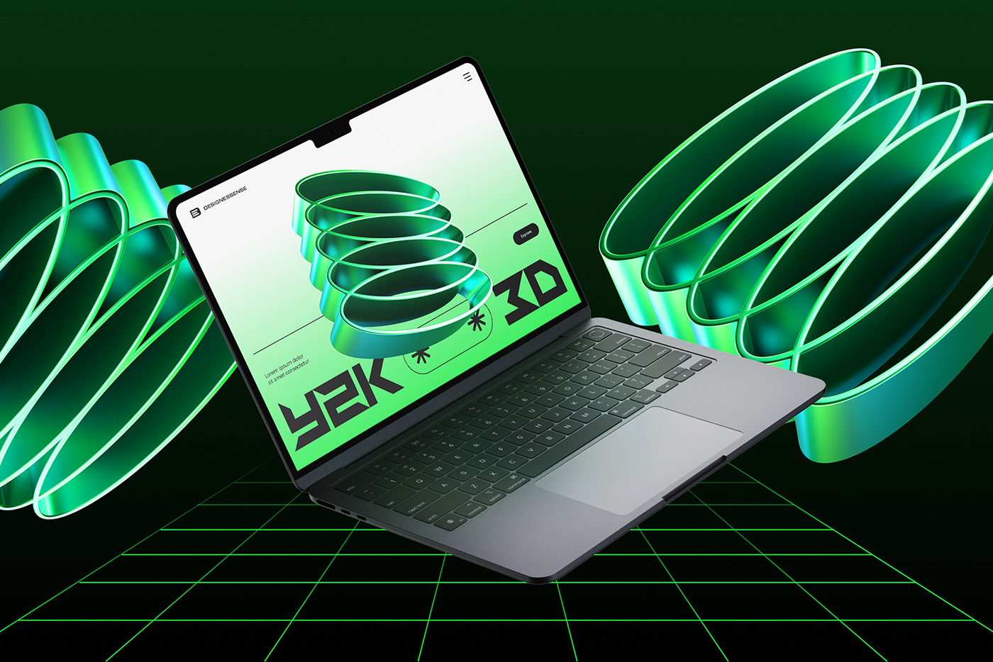 113款千禧年Y2K绿色镀铬金属3D几何抽象星芒PNG免扣设计元素套装 Y2K 3D Shapes Collection , 第2张