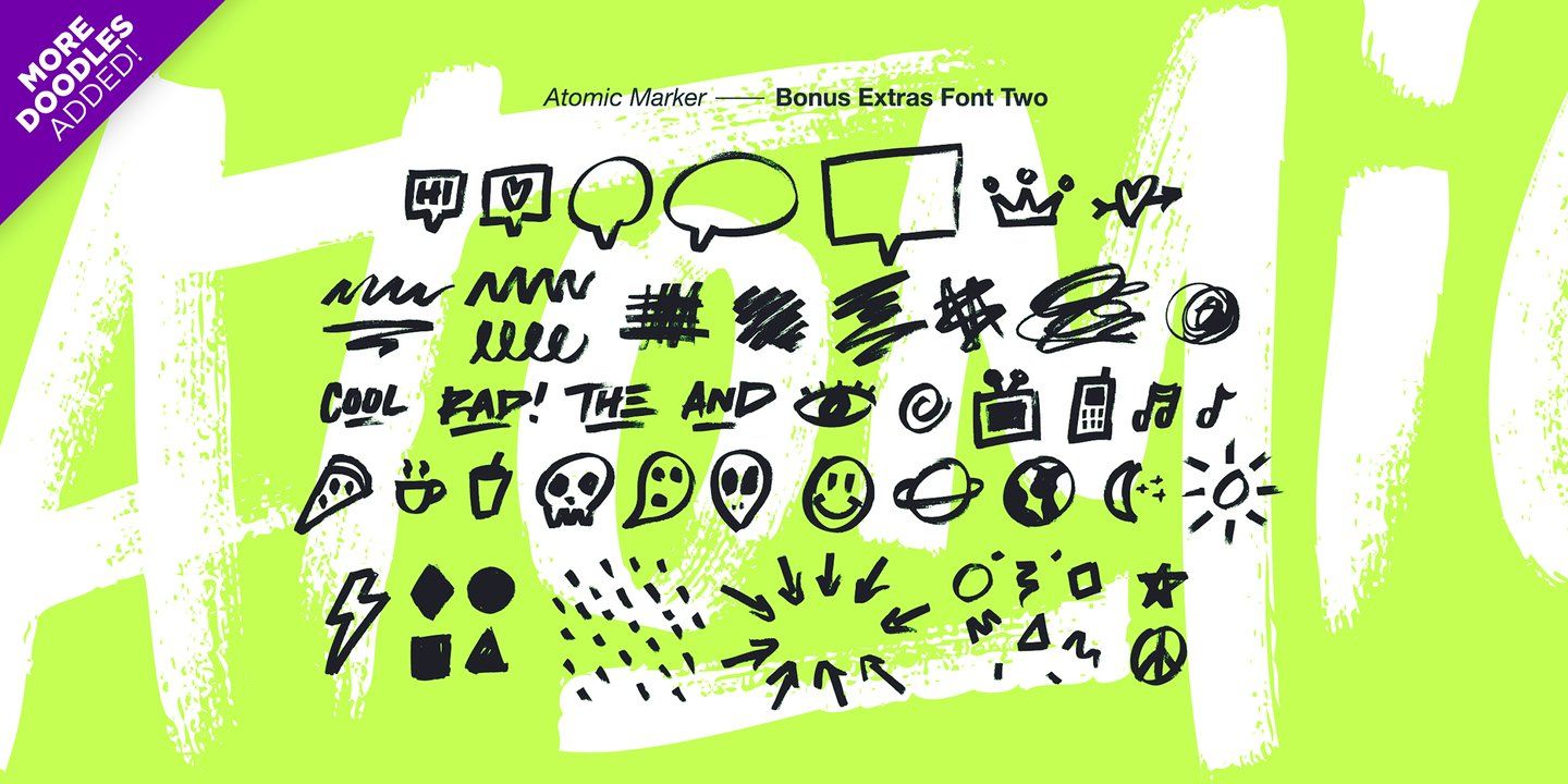 Set Sail Studios 涂鸦笔触聚丙烯酸手绘毛笔标记专辑封面文字设计英文字体+涂鸦包 Atomic Marker 设计素材 第4张