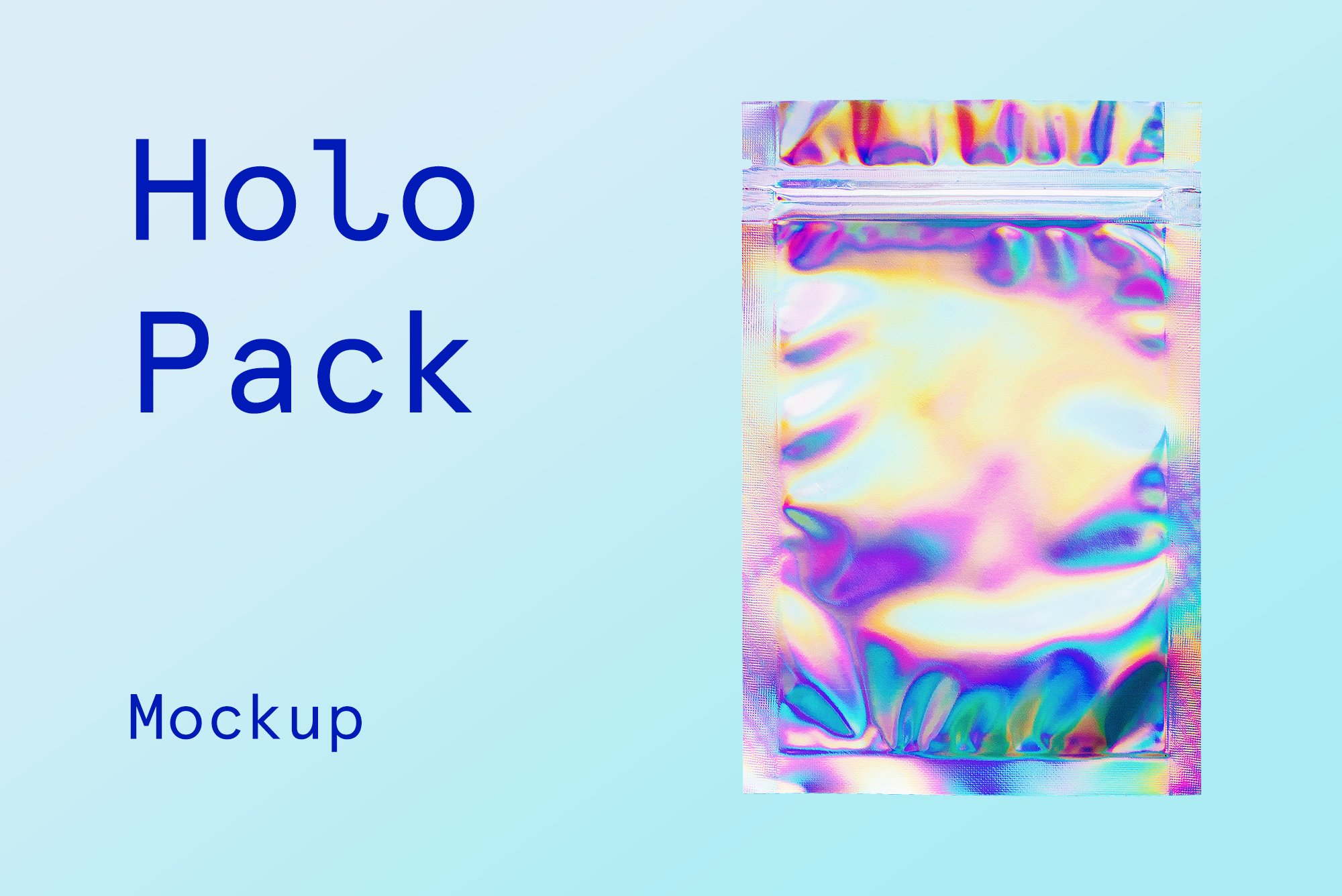 HOLO 新潮全息霓虹艺术包装设计高分辨透明塑料袋PSD模板+PNG素材 样机素材 第2张