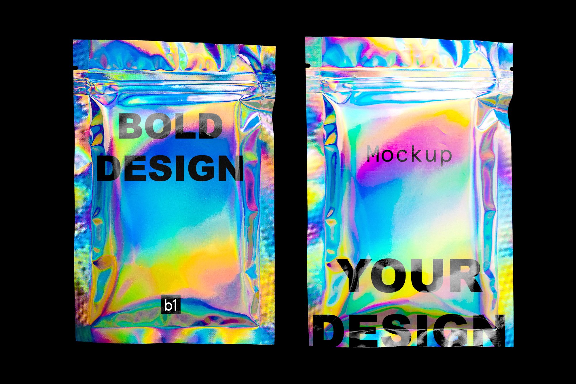 HOLO 新潮全息霓虹艺术包装设计高分辨透明塑料袋PSD模板+PNG素材 样机素材 第12张
