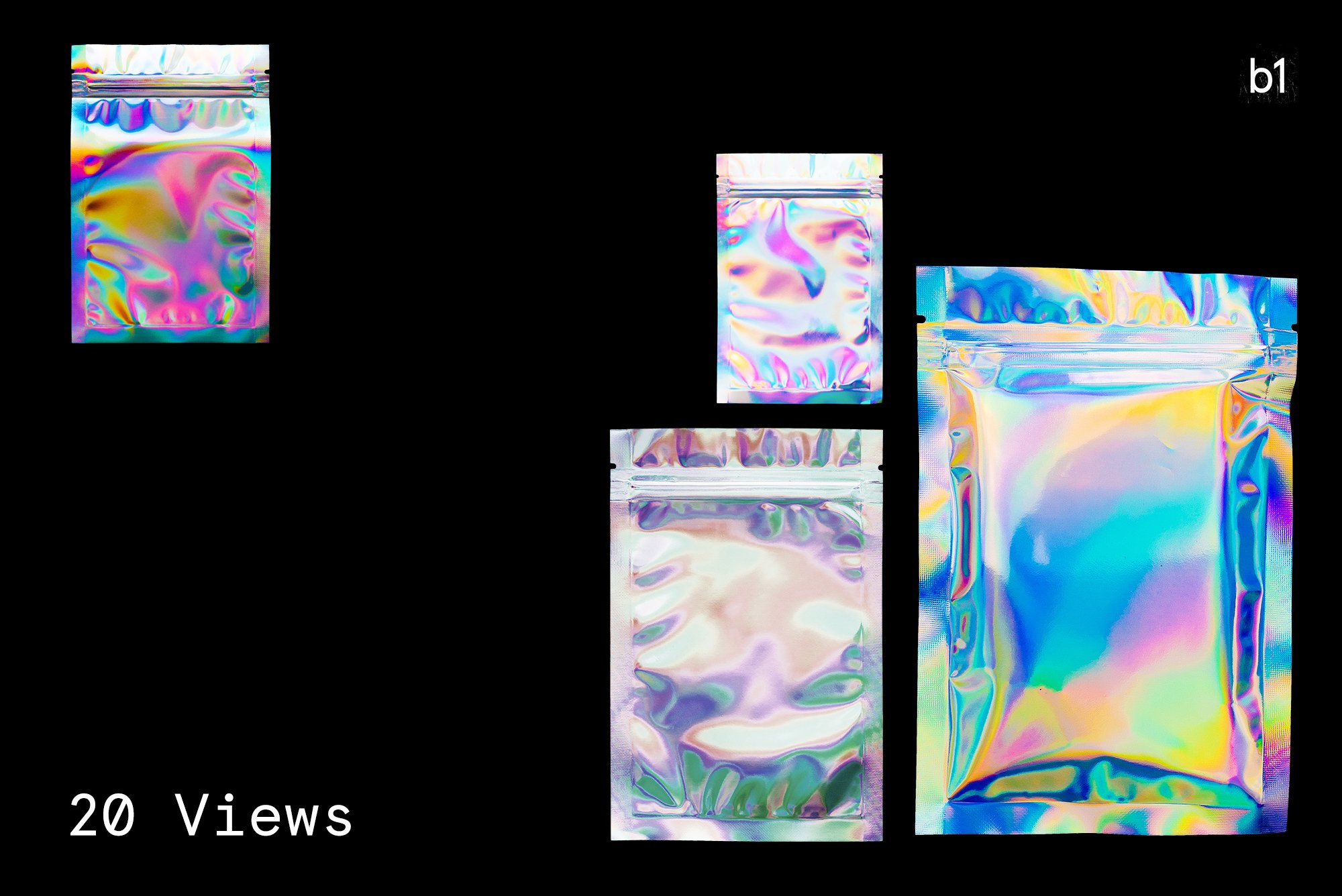 HOLO 新潮全息霓虹艺术包装设计高分辨透明塑料袋PSD模板+PNG素材 样机素材 第13张
