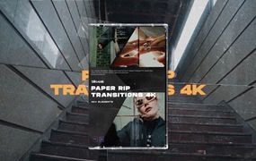 Blindusk – 4K 复古撕纸拼贴破旧划痕胶片烧伤过渡+音效 PAPER RIP TRANSITIONS After Effects和Premiere (MOGRT)、SFX 和 垃圾纸纹理