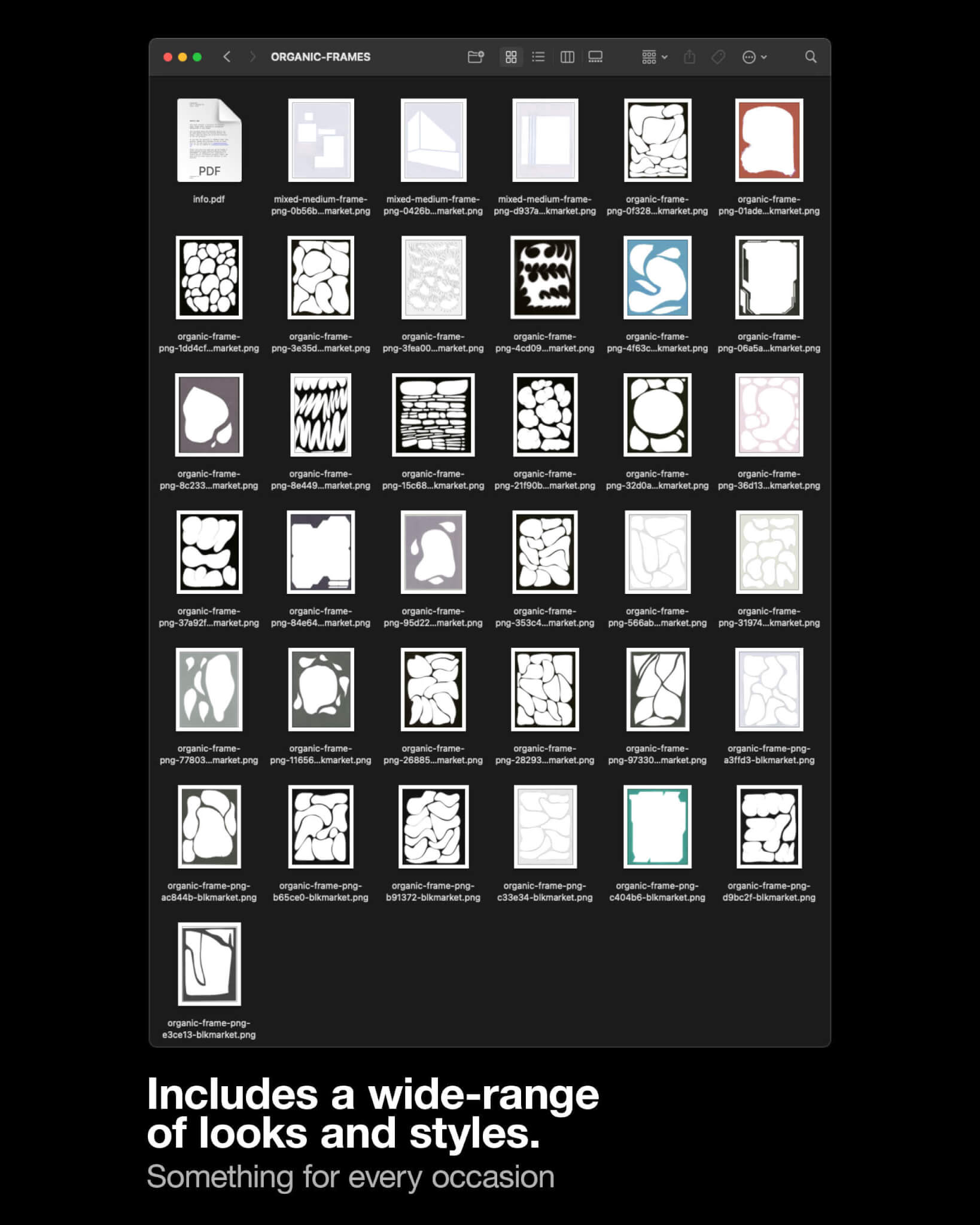 Blkmarket 一套独特优质有机艺术抽象框架海报设计图形&高分辨率真实纸张纹理感背景图 Organic Frames – Hand Cut Frame PNGs , 第4张