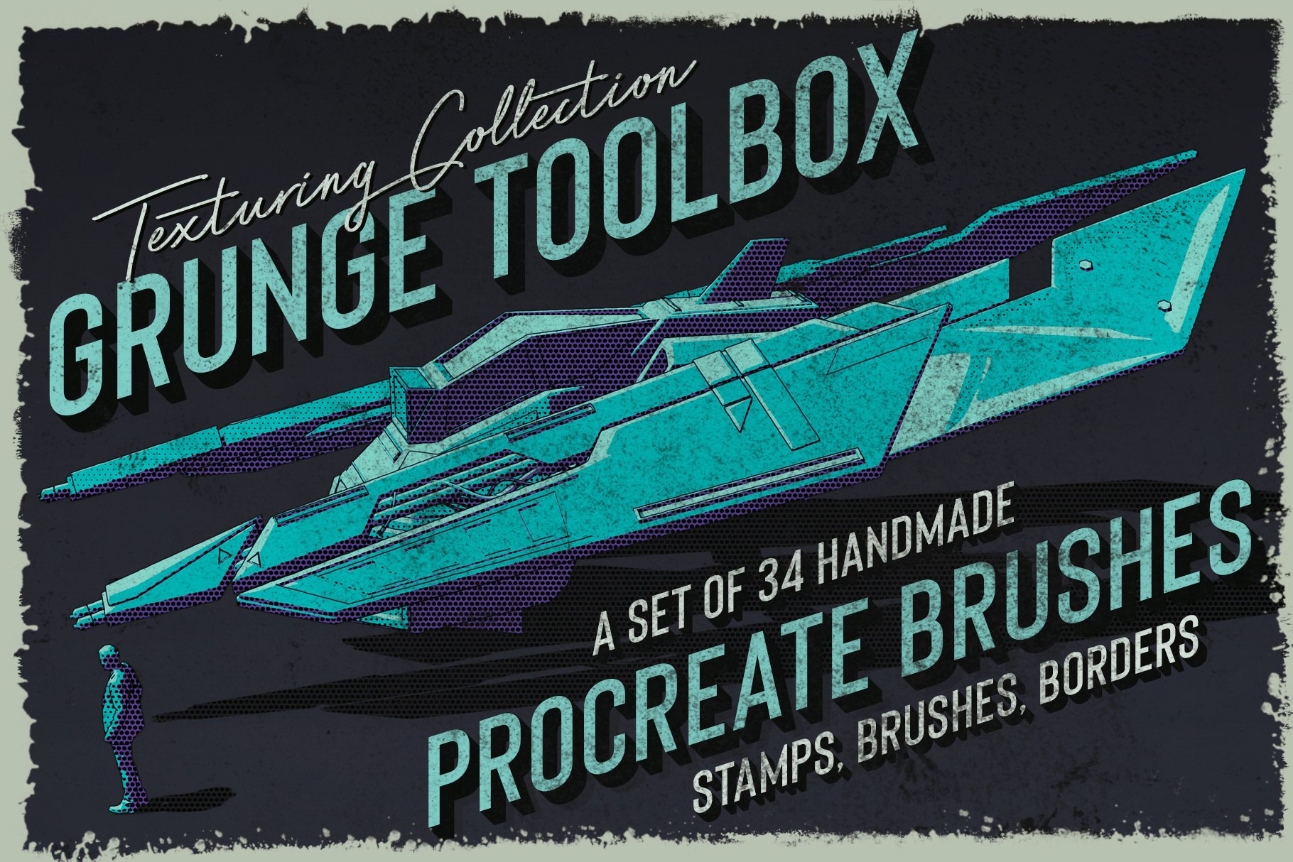 Grunge Toolbox Procreate Brushes 34个插图草图绘图艺术作品Procreate画笔 , 第1张