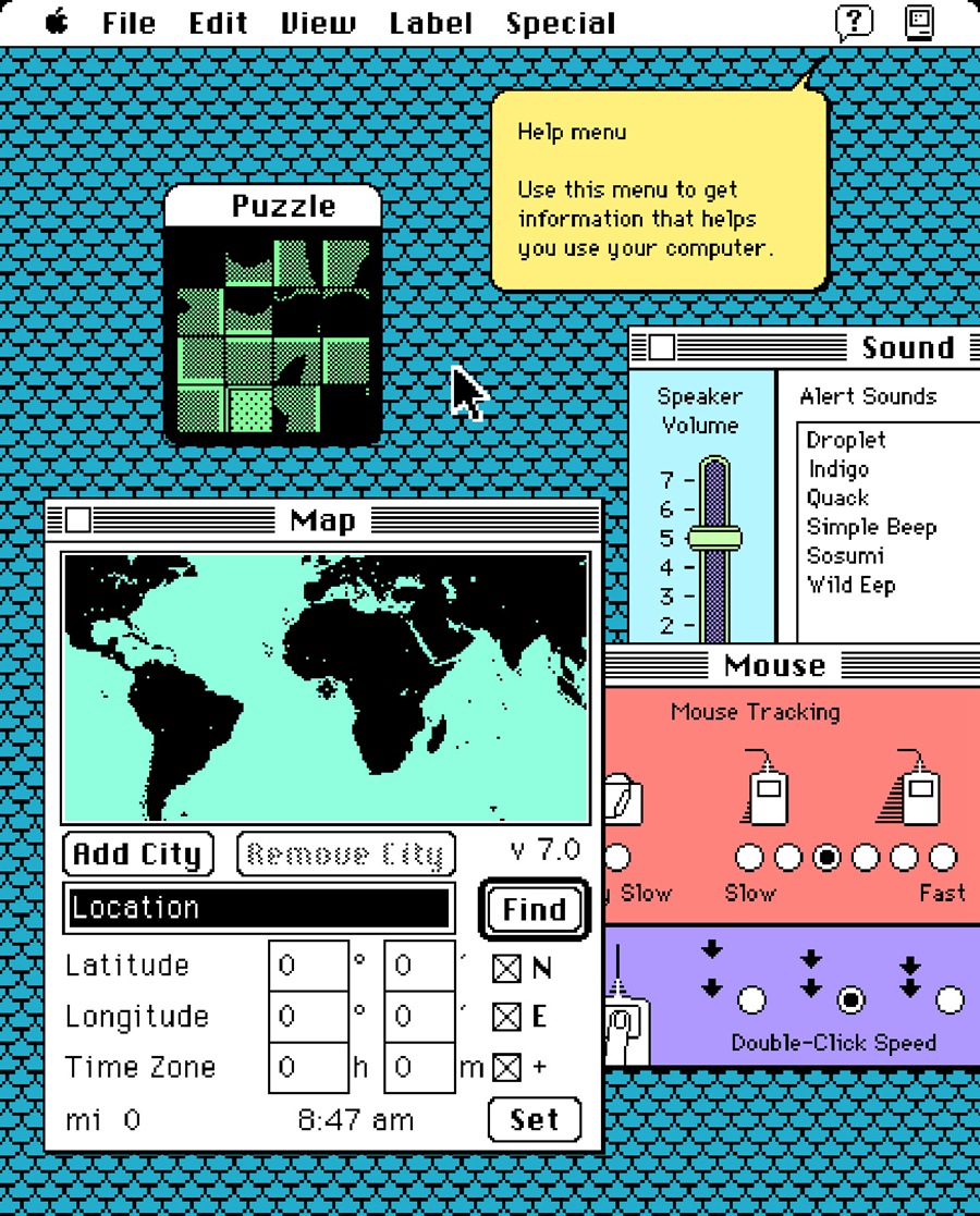 80年代老式计算机用户界面UI图标像素风格设计元素PSD模板 Macintosh UI Elements , 第2张