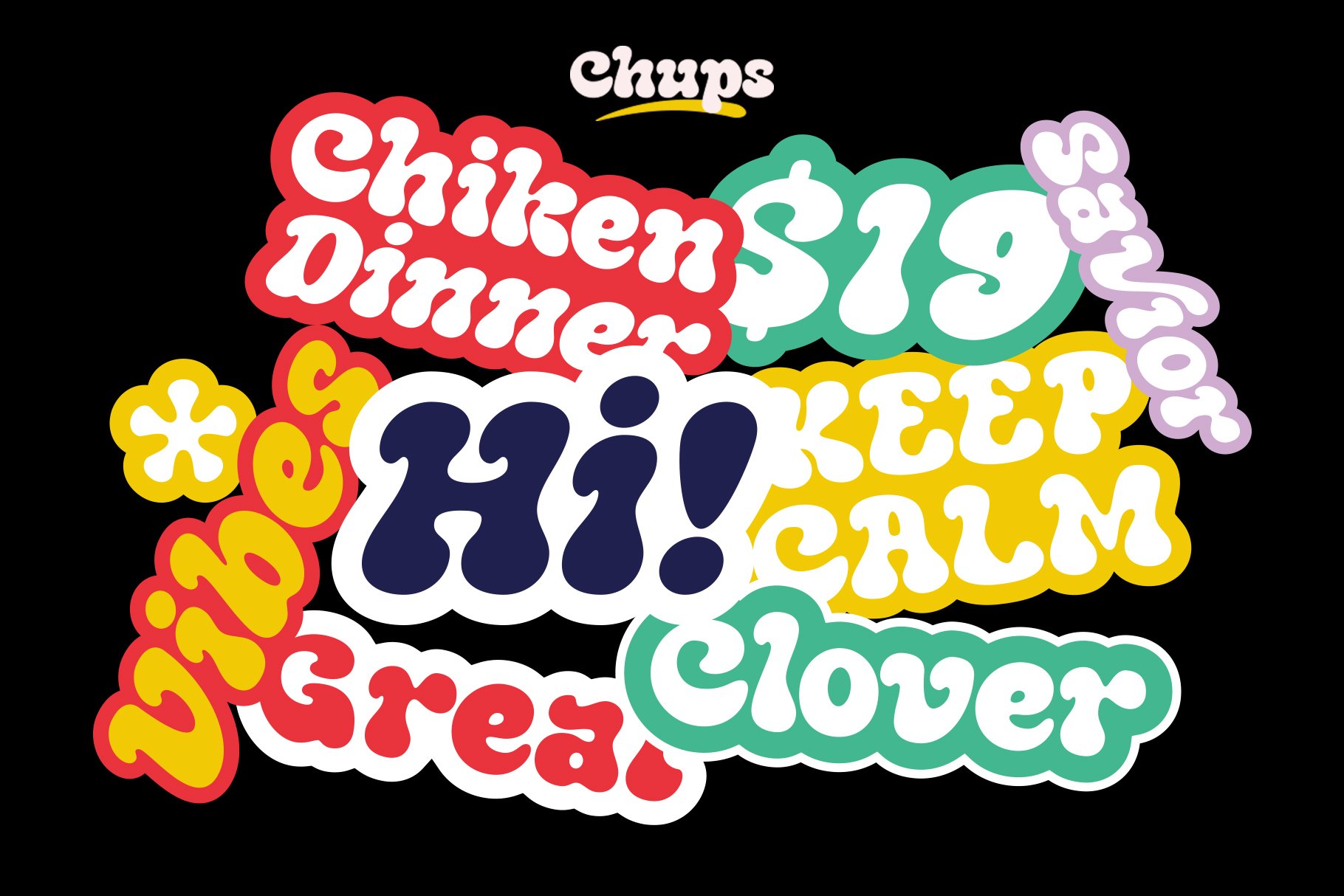 一款带圆角复古时尚服装海报设计封面书籍标题字体 Chups – Groovy Retro Font , 第12张