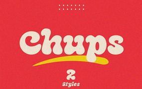 一款带圆角复古时尚服装海报设计封面书籍标题字体 Chups – Groovy Retro Font