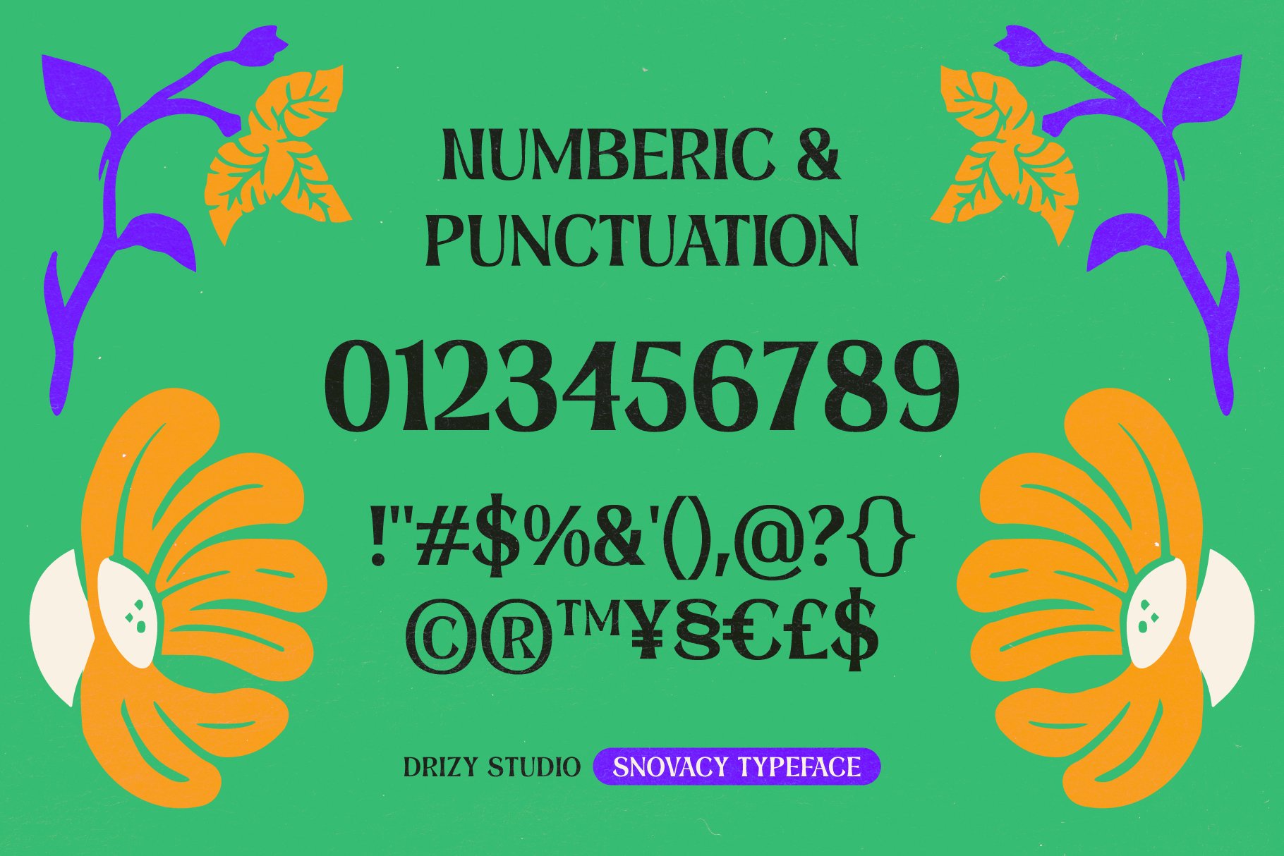 一款时髦美学花卉迷幻显示无衬线字体 Snovacy – Psychedelic Display Font , 第5张