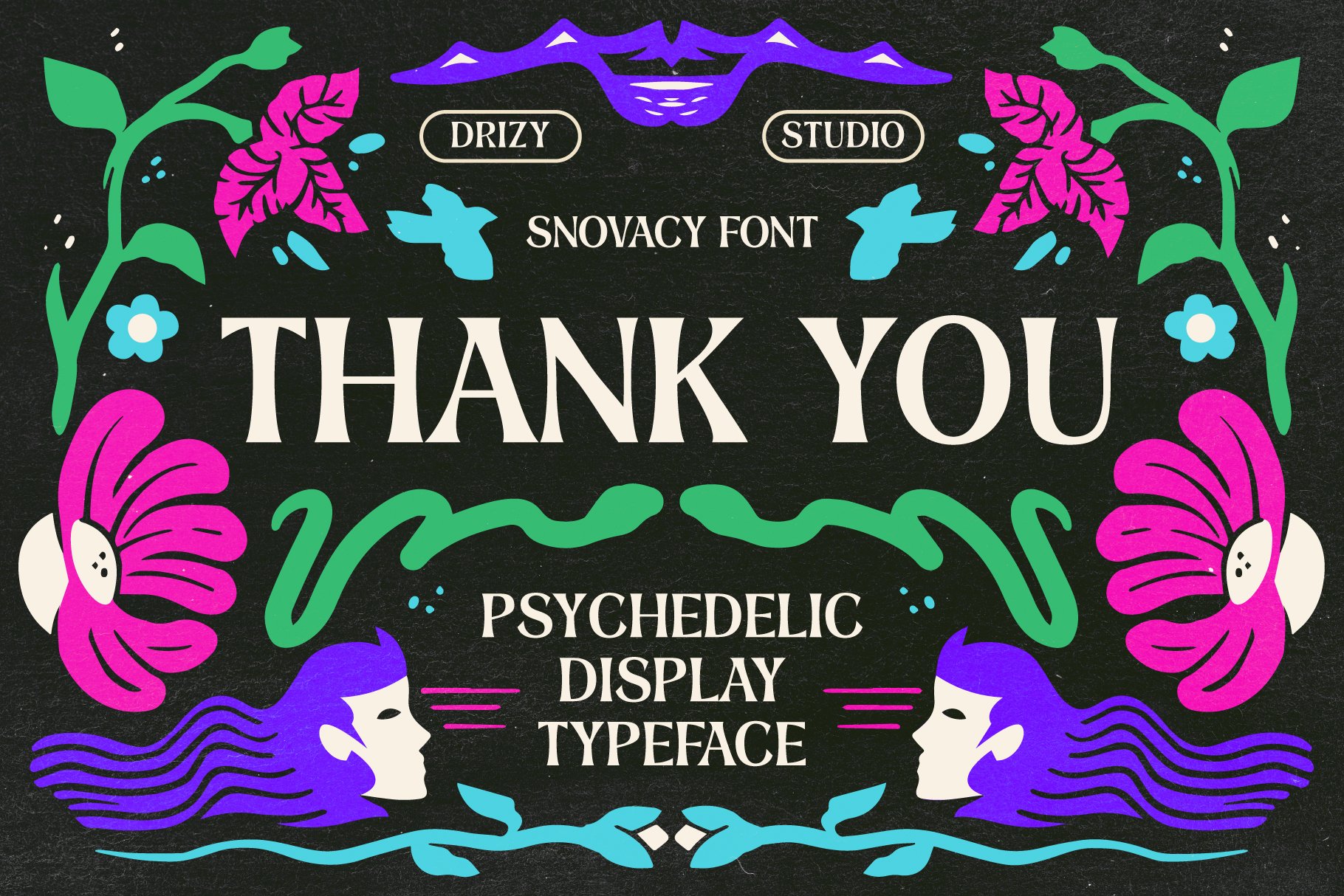 一款时髦美学花卉迷幻显示无衬线字体 Snovacy – Psychedelic Display Font , 第10张