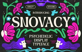 一款时髦美学花卉迷幻显示无衬线字体 Snovacy – Psychedelic Display Font