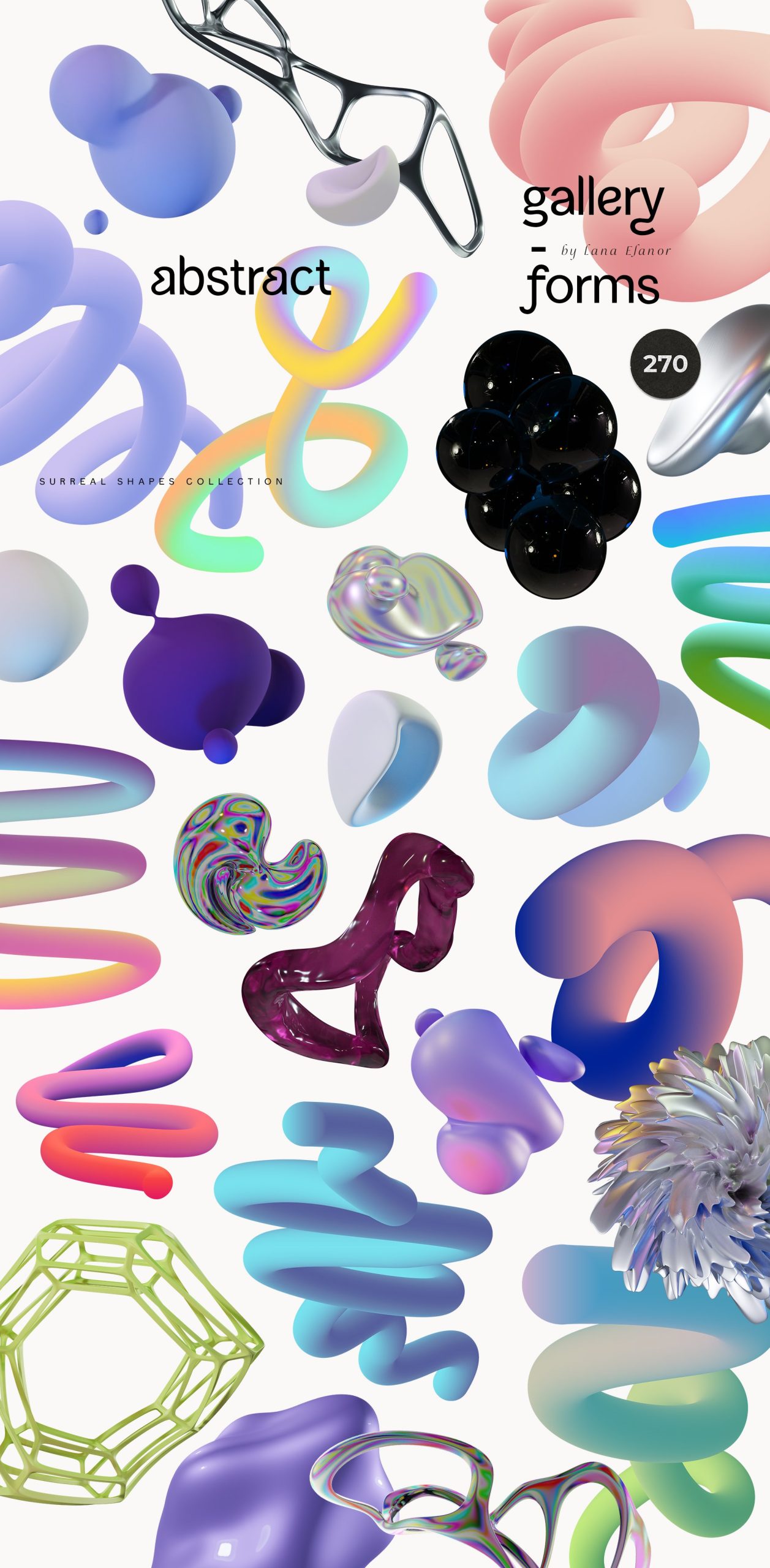 270个抽象全息形状渐变混合艺术创作后现代海报3D图形 ABSTRACT holo shapes gradients blend , 第8张