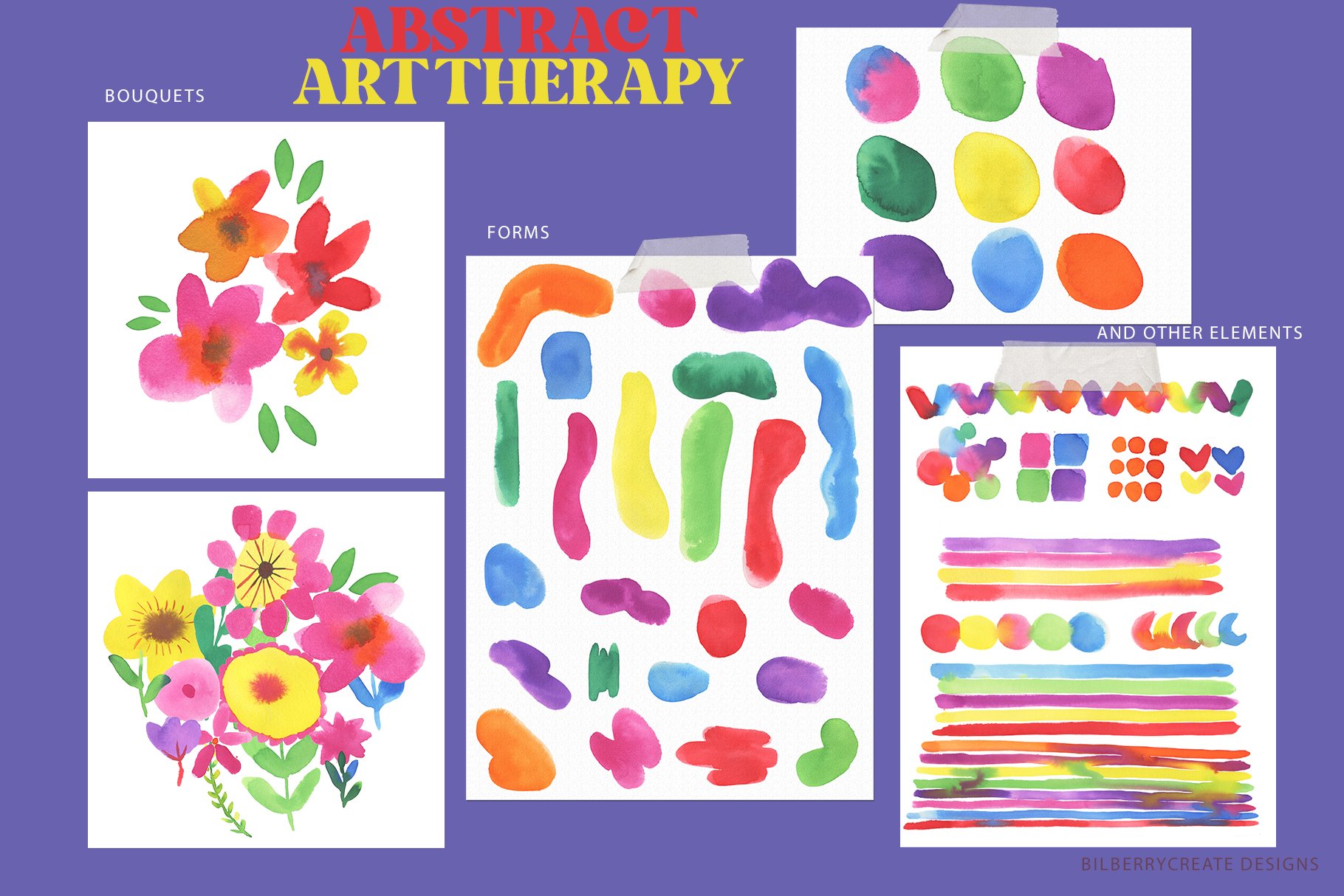 手绘水彩花卉装饰织物纺织品包装纸印刷设计元素无缝图案套装 Watercolour Abstract Art Therapy , 第8张