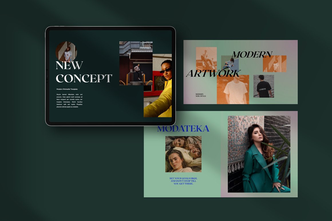 30页现代时尚女性化摄影品牌设计作品集项目策划演示文稿PPT模板 Modateka – Brand Kit Powerpoint , 第8张