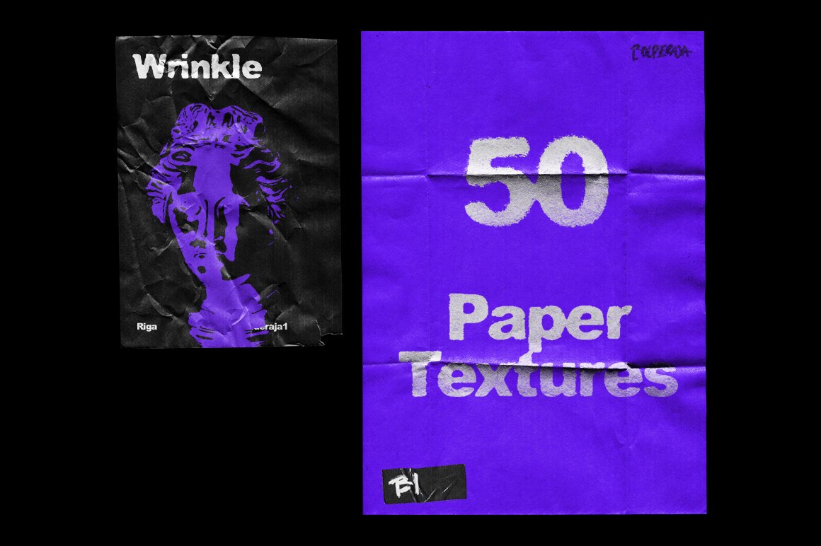 50个复古皱纹纸样机 Wrinkle Paper Mockup Vintage 样机素材 第1张