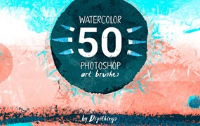 50款水彩背景艺术photoshop笔刷