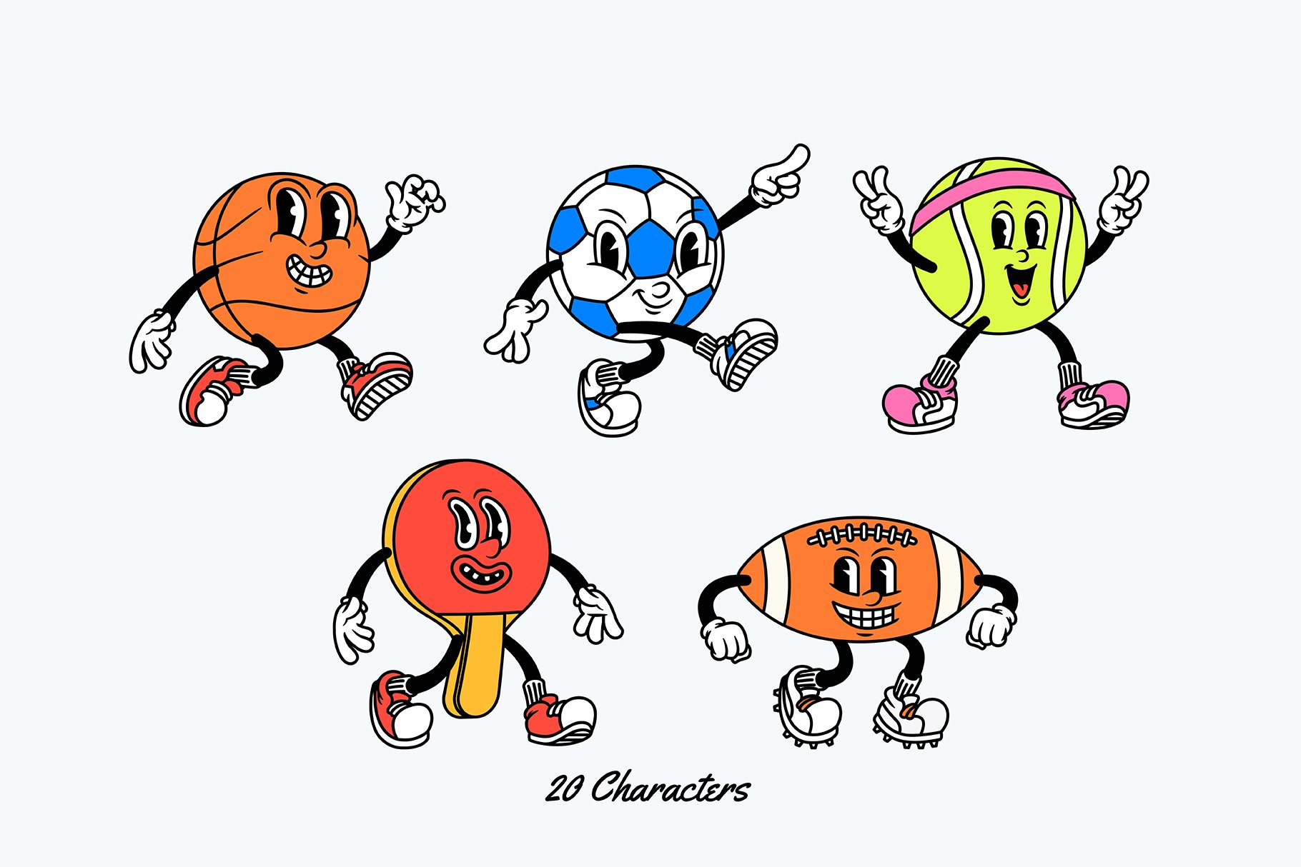运动卡通人物PSD/PNG/AI矢量设计图形 Sporty Squad Cartoon Characters , 第3张
