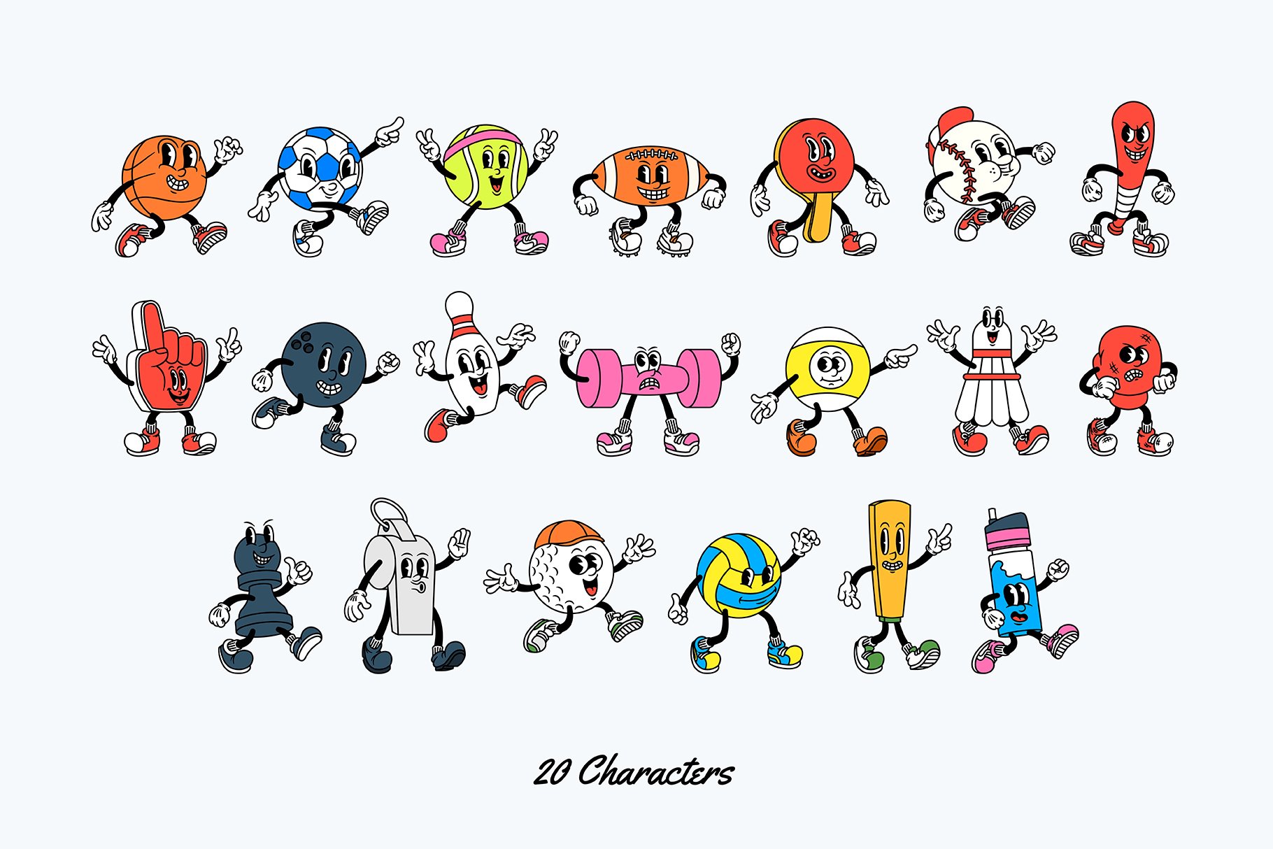 运动卡通人物PSD/PNG/AI矢量设计图形 Sporty Squad Cartoon Characters , 第2张