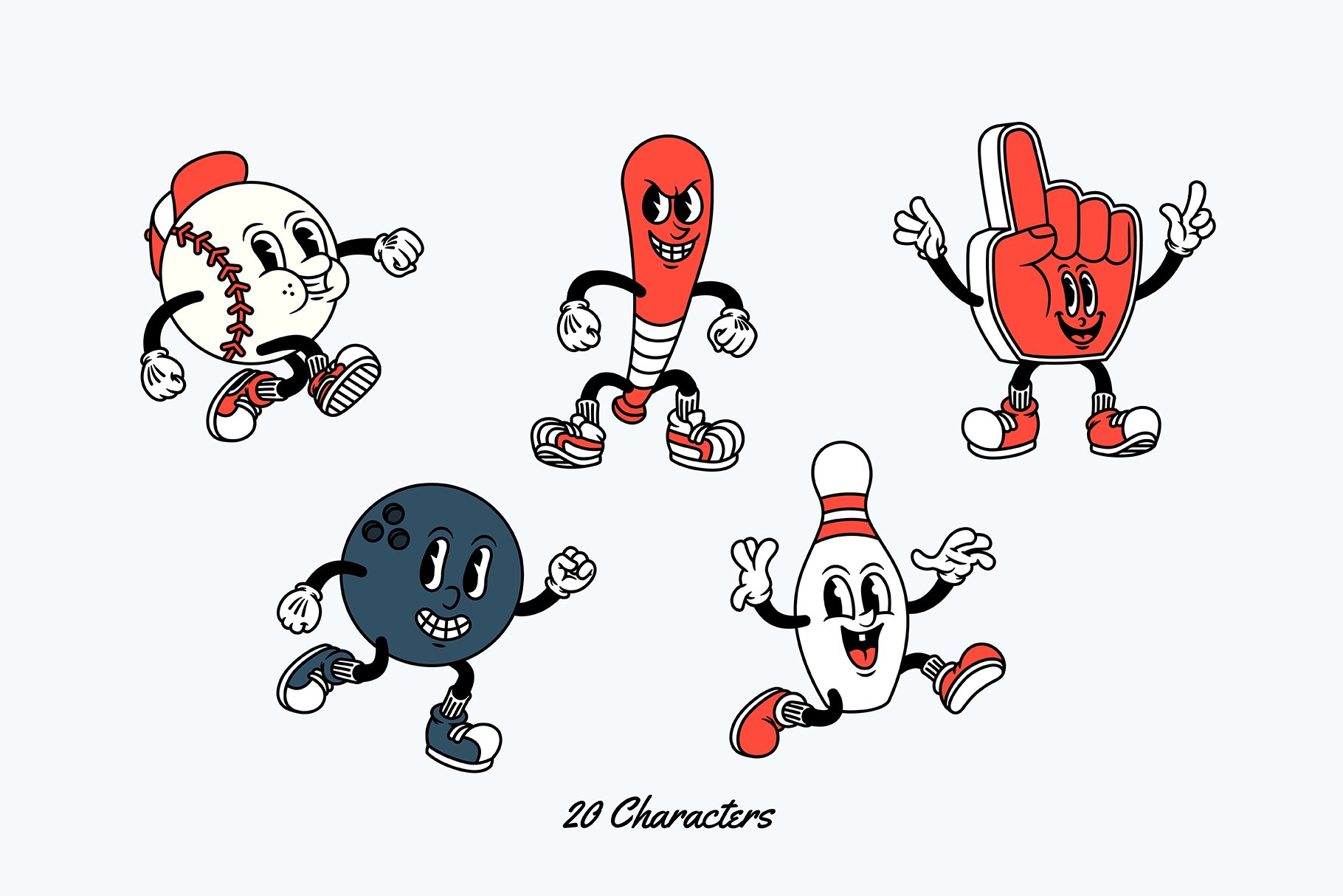 运动卡通人物PSD/PNG/AI矢量设计图形 Sporty Squad Cartoon Characters , 第4张