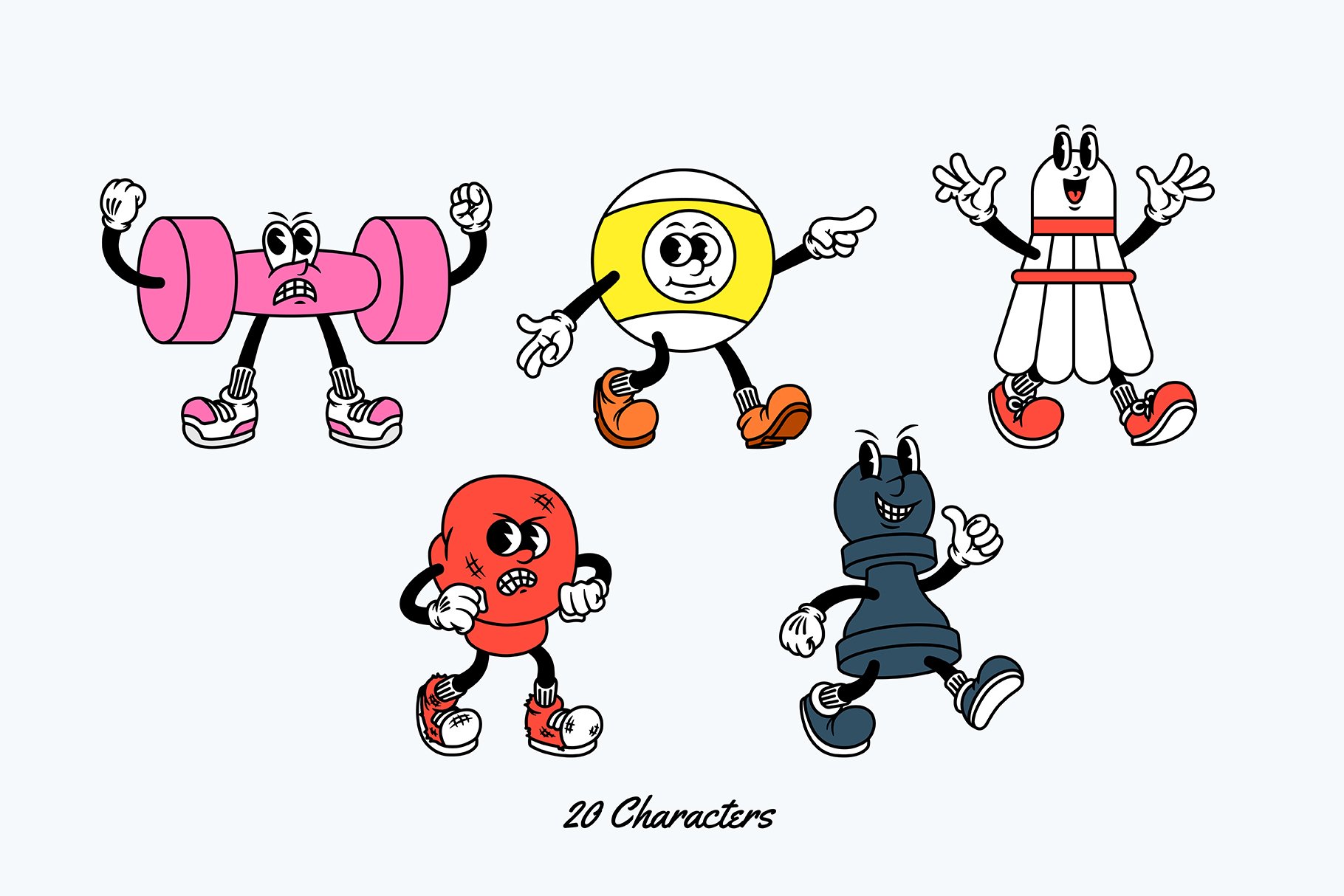 运动卡通人物PSD/PNG/AI矢量设计图形 Sporty Squad Cartoon Characters , 第5张