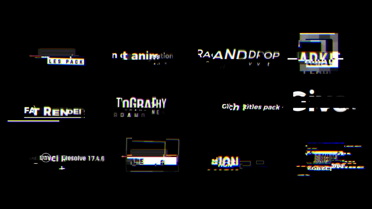 达芬奇现代故障标题动画VLOG宣传片简洁未来感视频快速过渡动画Davinci Resolve模板 , 第1张