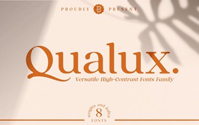 英文字体：复古奢华杂志海报标题品牌徽标LOGO设计PS衬线英文字体安装包 Qualux Fonts Family