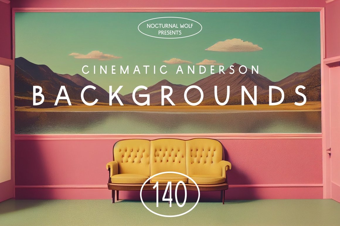 韦斯·安德森美学风格时尚艺术拼贴海报设计电影背景 140 Cinematic Anderson Backgrounds , 第1张