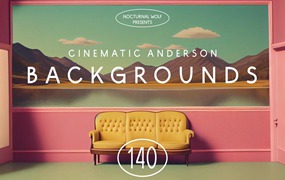 韦斯·安德森美学风格时尚艺术拼贴海报设计电影背景 140 Cinematic Anderson Backgrounds
