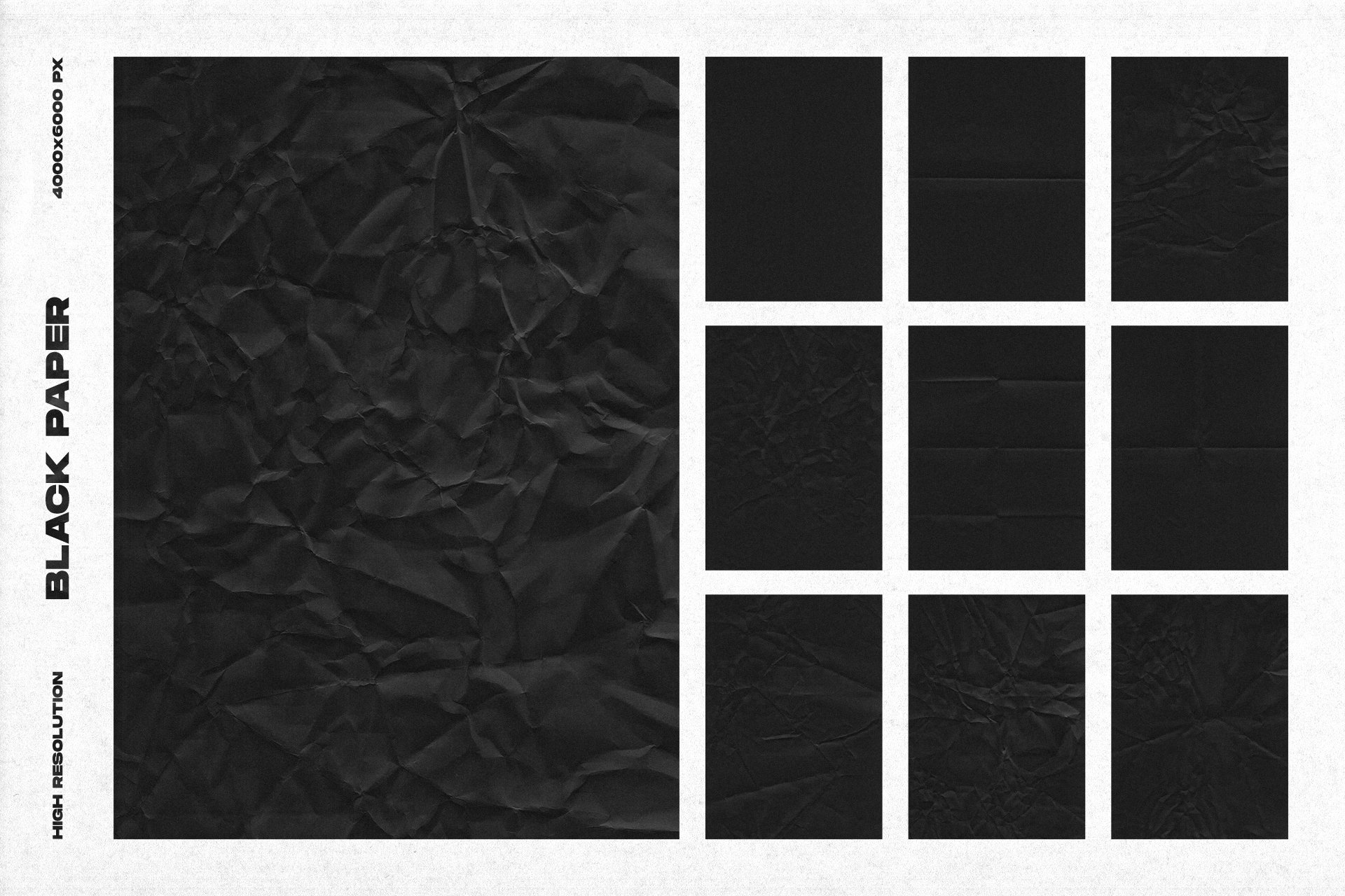 Divided 30张高质量粗糙时尚复古海报设计黑色白色线条网格褶皱纸张纹理 Rough Paper Textures (30 Assets) 图片素材 第2张