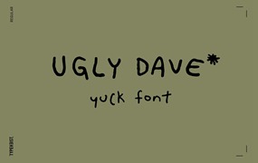 英文字体：趣味复古做旧蹩脚凌乱涂鸦手绘线条笔迹字母毛笔字体 Ugly Dave Bad Handwriting Font