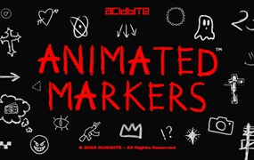 AcidBite – Animated Markers 300多个涂鸦动画手绘艺术标记字母、数字、背景、箭头、心形、星星和符号视频动画元素