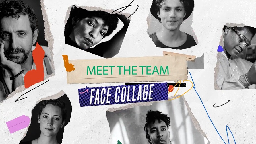 Face Collage 4K 复古撕纸拼贴纸张转场过渡VLOG片头动画AE模板 , 第1张
