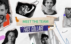 Face Collage 4K 复古撕纸拼贴纸张转场过渡VLOG片头动画AE模板
