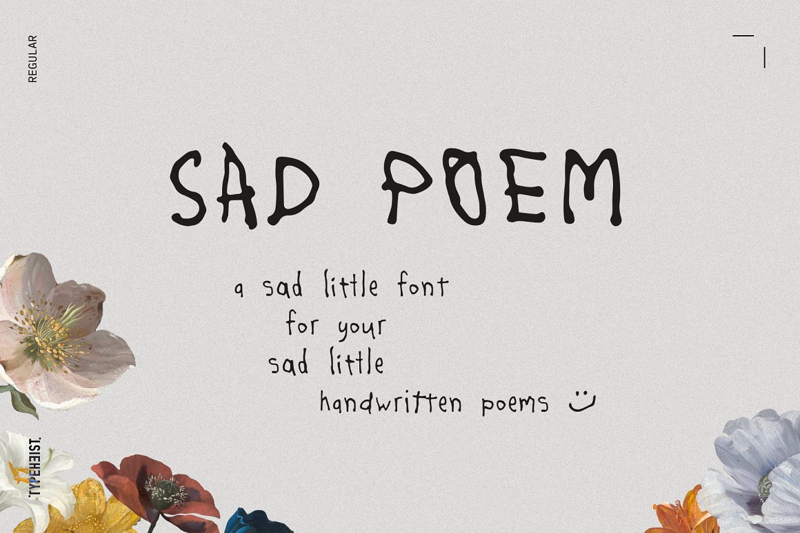 英文字体：悲伤艺术作品配图阴郁涂鸦手绘线条笔迹字母字体 Sad Poem Messy Handwriting Font , 第1张
