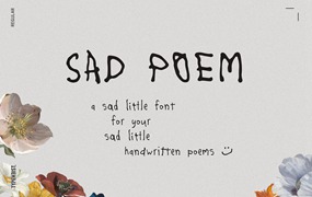 英文字体：悲伤艺术作品配图阴郁涂鸦手绘线条笔迹字母字体 Sad Poem Messy Handwriting Font
