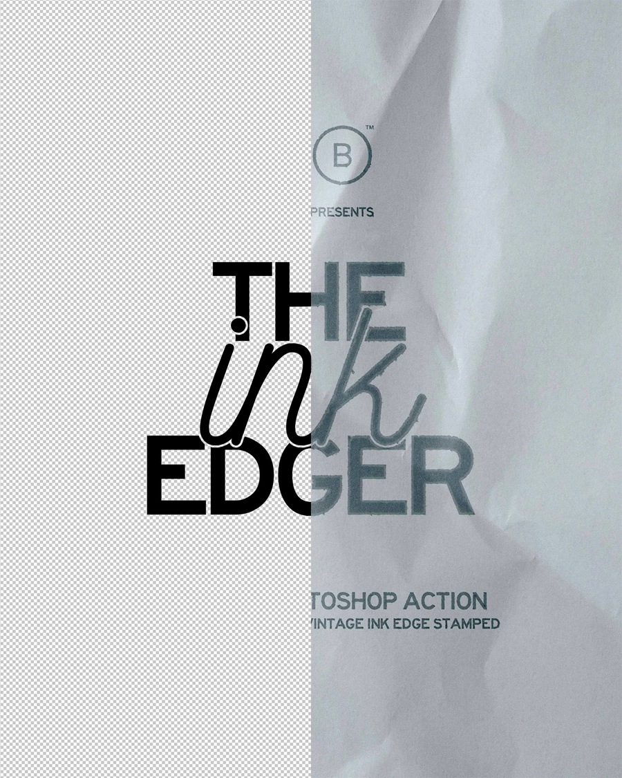 The Ink Edger 复古墨水磨边机印刷效果 Photoshop动作和纹理 , 第1张