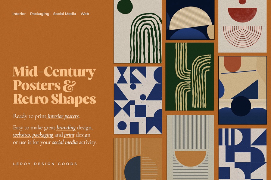 Mid-Century Posters & Retro Shapes 2 中世纪海报复古形状 , 第1张