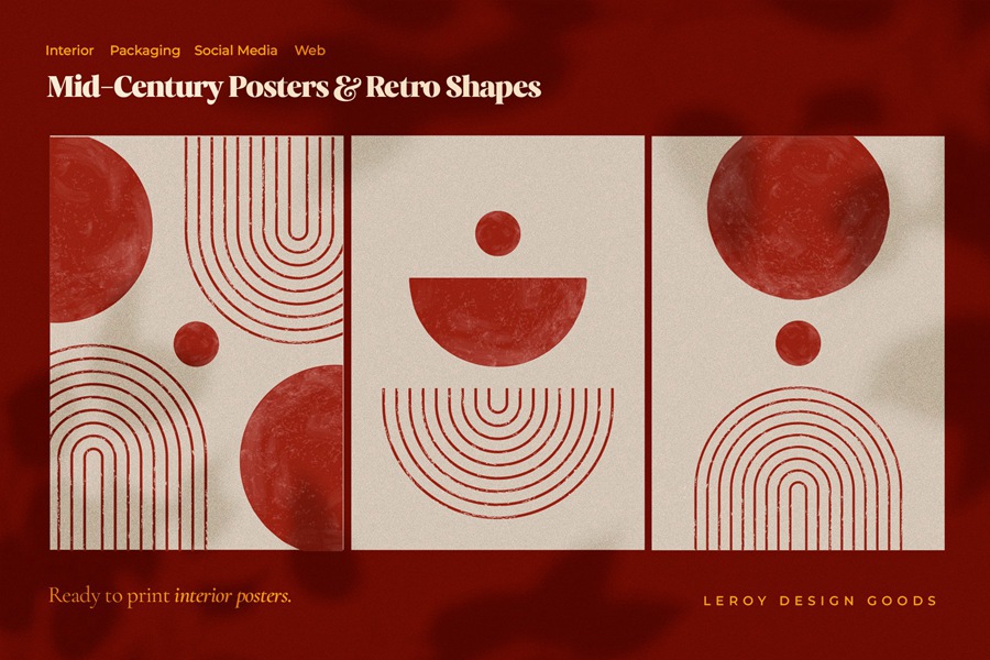 Mid-Century Posters & Retro Shapes 2 中世纪海报复古形状 , 第3张
