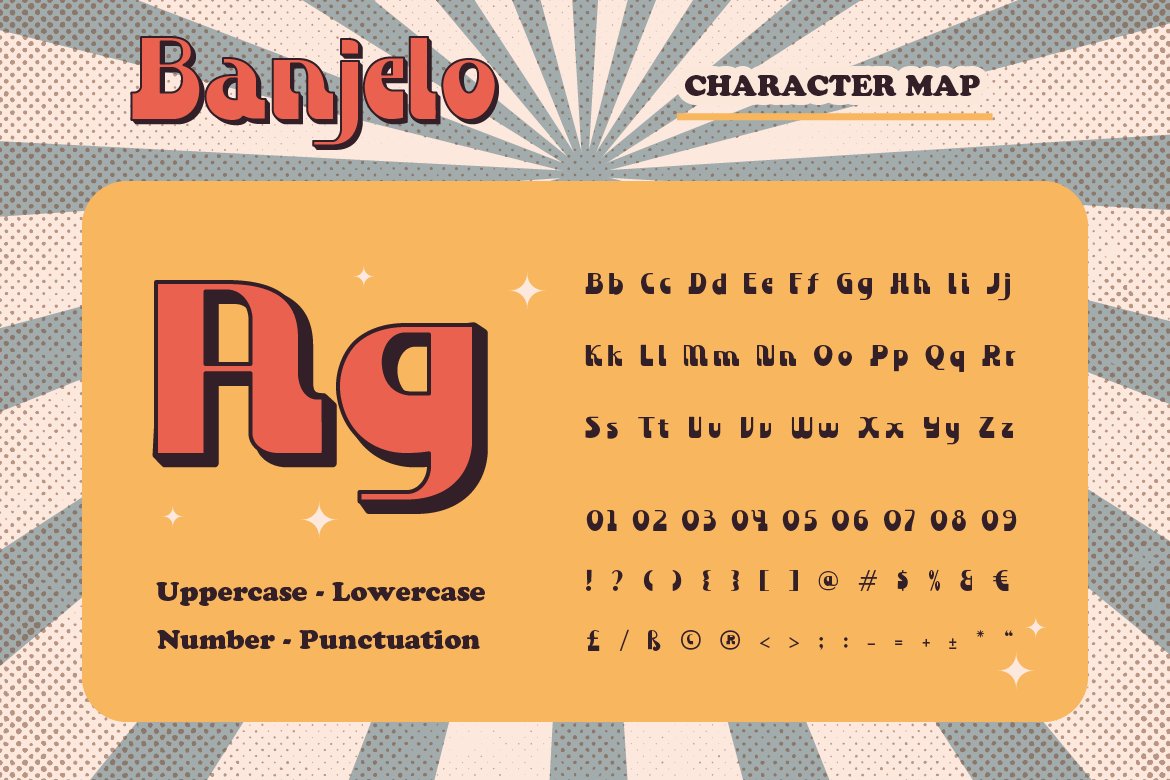 Banjelo Font 复古90年代经典海报LOGO设计社交媒体电影标题书籍标复古字体 设计素材 第9张