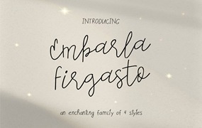 Embarla Firgasto Family 4种时尚迷人手写脚本笔记海报设计封面艺术婚礼字体