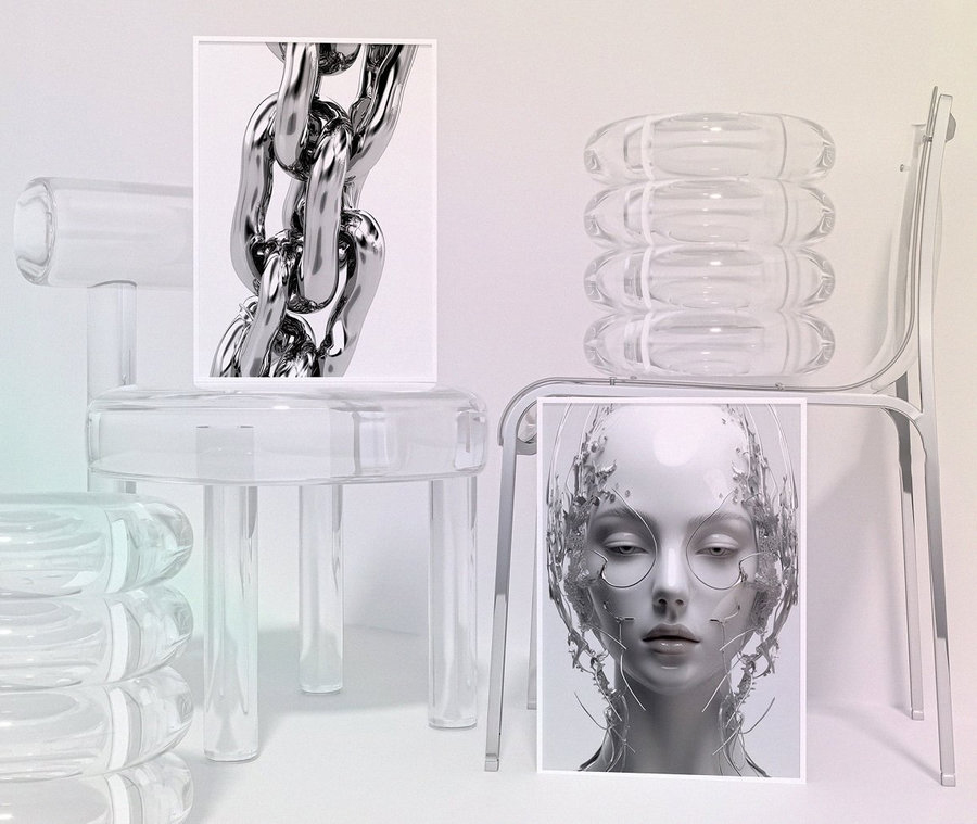PS资源-镀铬金属效果3D形状和液态形状PNG设计素材 图片素材 第10张