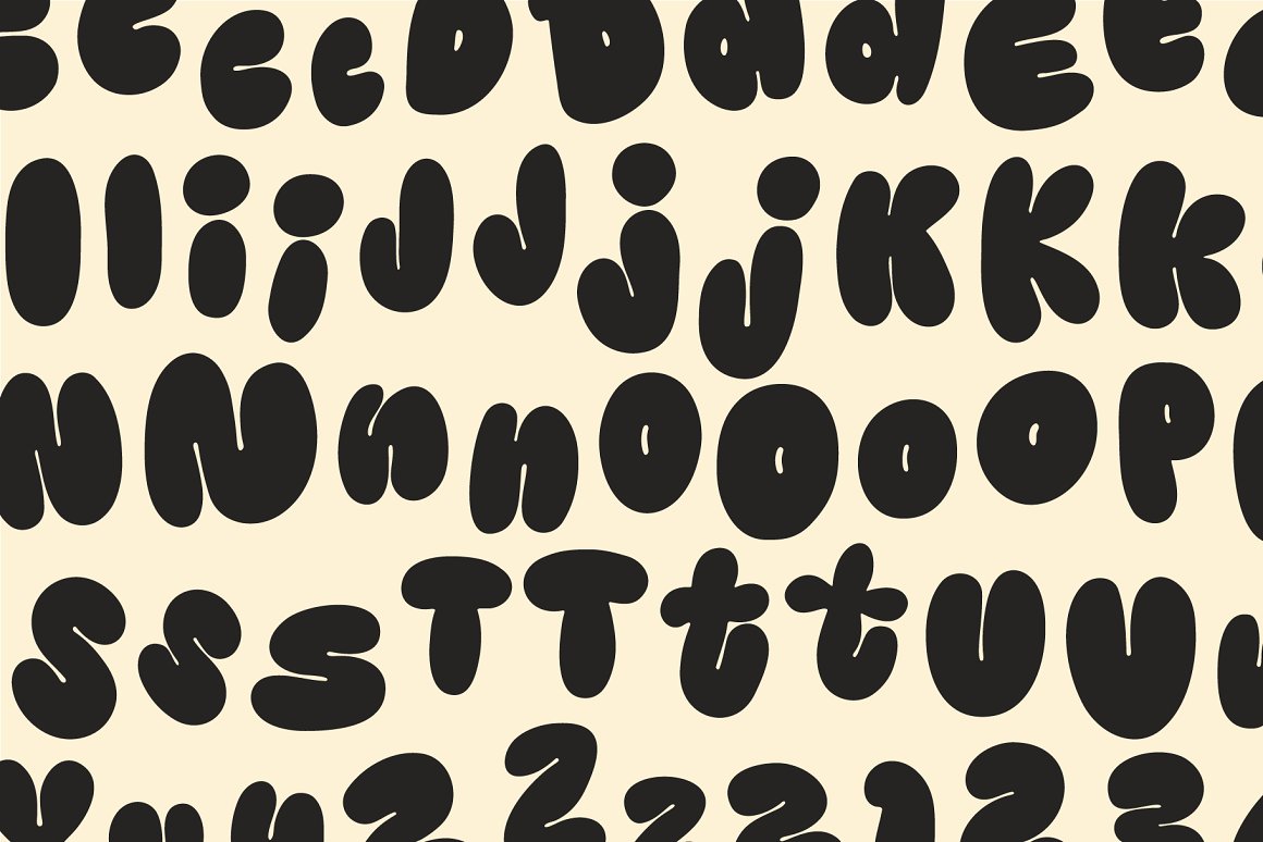 英文字体：潮流臃肿新丑风卡通肥胖涂鸦设计排版英文字体 Kooky Cloud Unique Bold Bubble Font , 第7张
