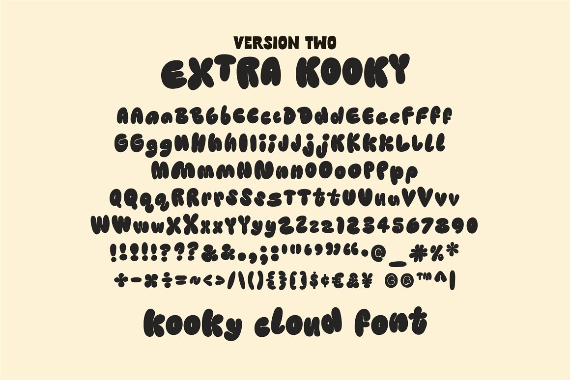 英文字体：潮流臃肿新丑风卡通肥胖涂鸦设计排版英文字体 Kooky Cloud Unique Bold Bubble Font , 第8张