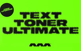 AAA 复古高分辨率半调抽象波点扭曲碳粉文字PS动作 Text Toner