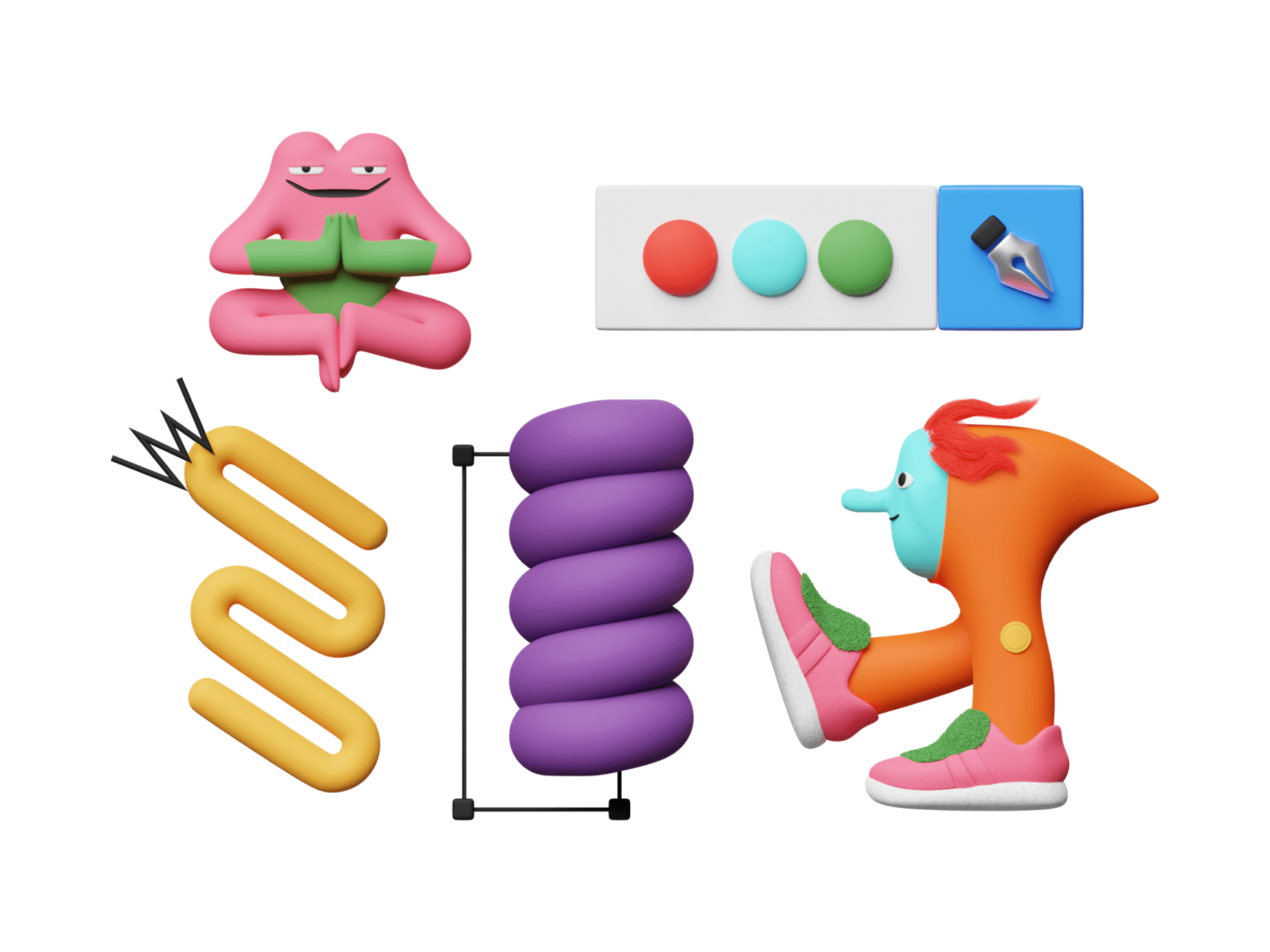 Craftwork 150多个彩色创造力趣味3D字符人物图标动画插图集 Unco 图标素材 第8张