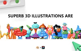 Craftwork 150多个彩色创造力趣味3D字符人物图标动画插图集 Unco