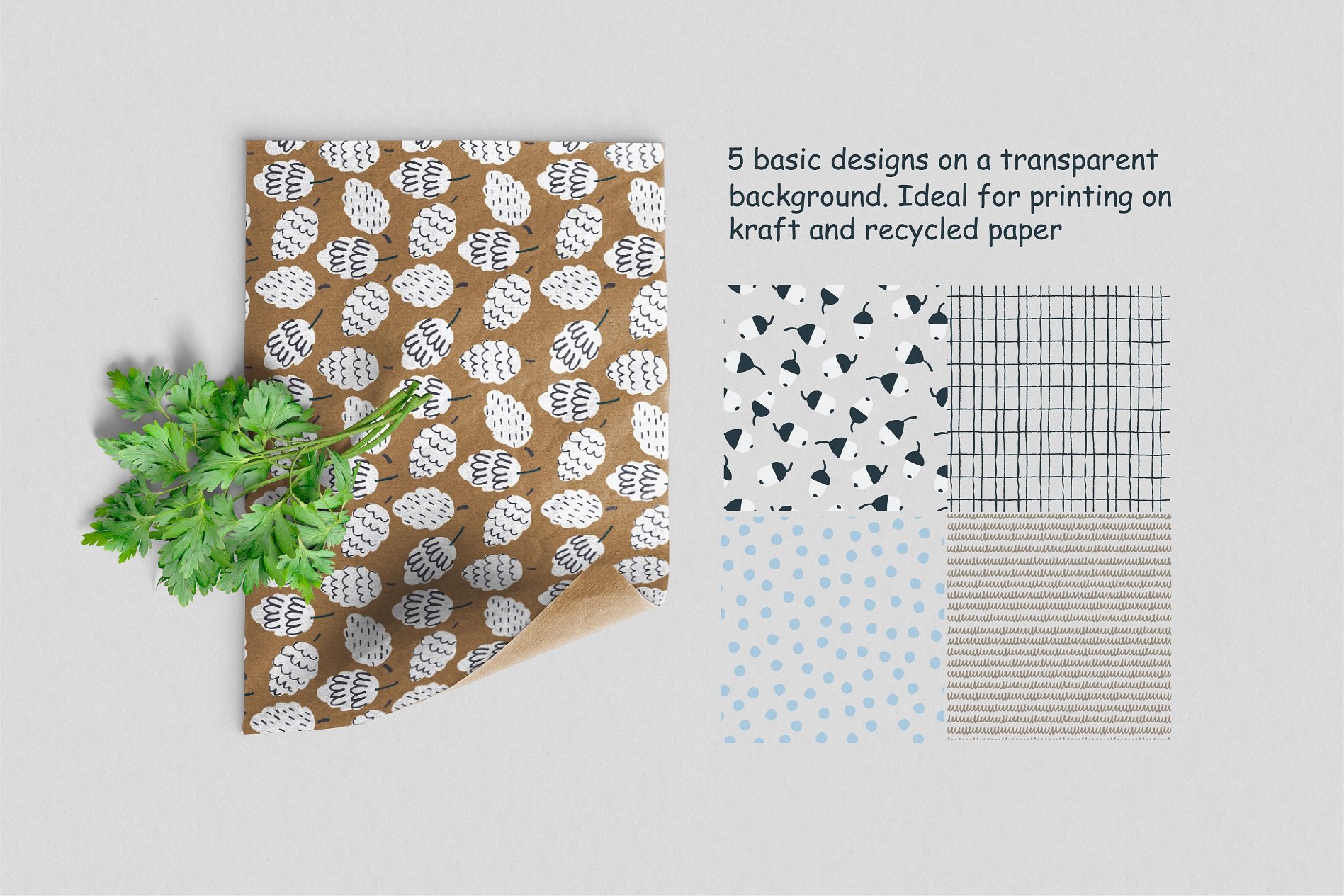 30多张手绘田园自然主题波西米亚朴素简约风服装纺织无缝环保海报设计图案 Eco-Friendly Patterns , 第5张